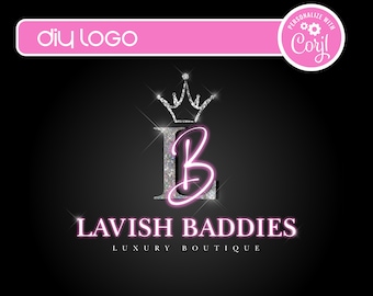 Editable Crown Logo Design: Neon Princess Boutique Logo