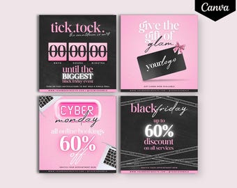 DIY Black Friday Flyer Template Bundle, Cyber Monday Flyer Set, Hairstylist Flyer, Nail Flyer Template, Lash Tech Flyer Set, Social Media