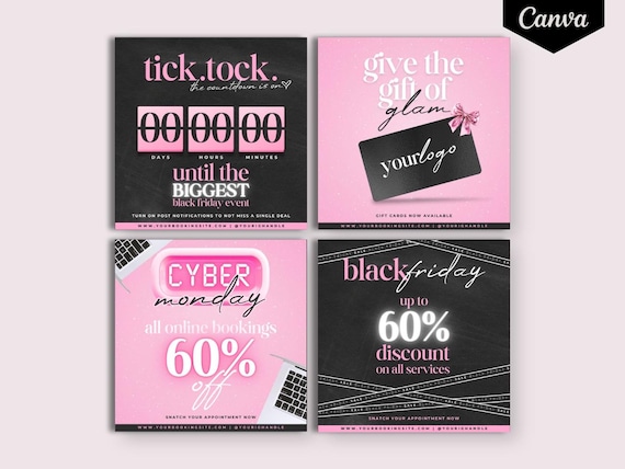 Black Friday Cyber Monday Flyer Template Set (Canva Editable)