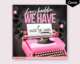 DIY Hair on Hand Flyer Design, Hair Business Social Media Template, Hair Bundle Flyer Design, Hair Extension Marketing, Hairstylist