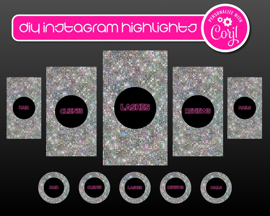 DIY Highlight Social Media Instagram Covers, Pink Metallic Crown ...