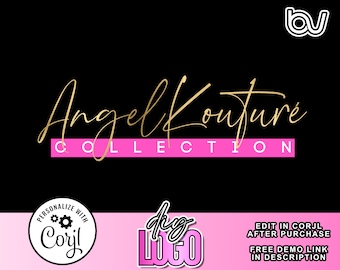 DIY Gold Script Logo, Business Logo Template, Pink and Gold Logo, Hair Logo, Lash Logo, Beauty Logo, Nail Logo, Boutique Logo, Social Media