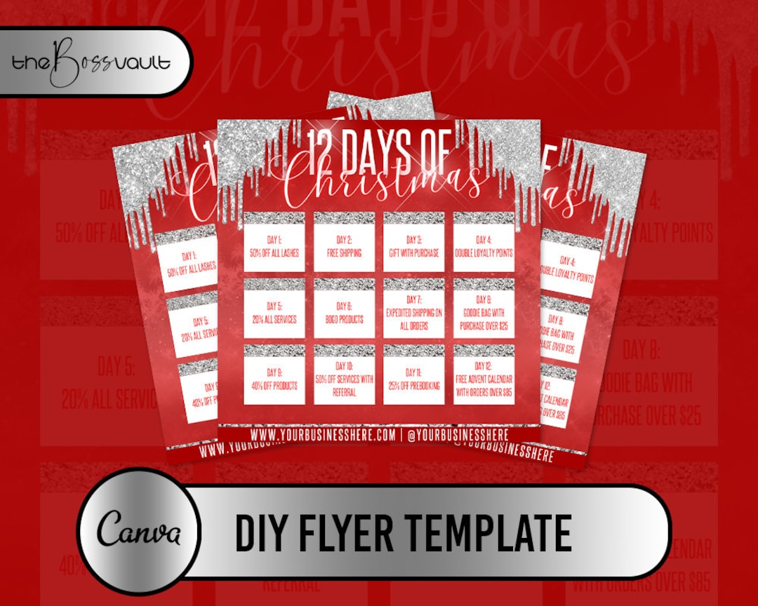 12 Days of Christmas Sale Flyer Template Canva Editable, Holiday 12 Days of Christmas Sale Flyer Template Canva Editable, Holiday