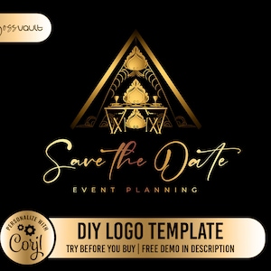 Logo DIY Event Planner - Edytowalny szablon Corjl, Branding planowania wesel i przyjęć, Projektowanie specjalnych okazji, Natychmiastowe pobieranie logo