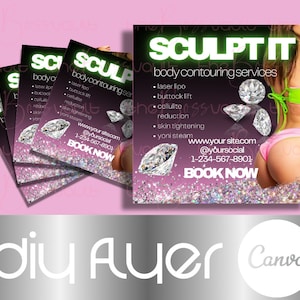 Body Sculpting Flyer, Bodysculpting Service List, Editable DIY Aesthetics Service List, Beauty Bar Service list, Med Spa Service List Pink