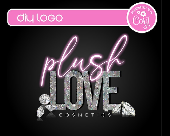 DIY Pink Neon Boutique Logo Editable Glitter Sparkle Logo - Etsy