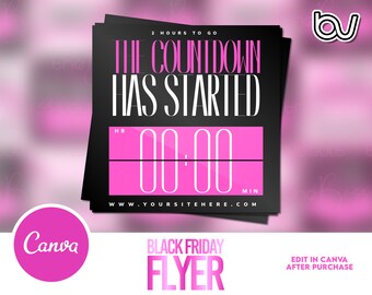 The Countdown Has Started Flyer, Black Friday Flyer, Cyber Monday Flyer, Pink Friday Sale, Boutique Flyer, Hair Flyer, Lash Flyer