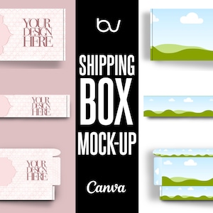 Shipping Box Mockup Template, Canva Shipping Box Mock-up Template, Shipping Box Design, Editable Canva Template, Print Mockup, Mockup Bundle