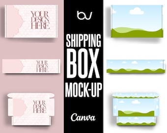 Shipping Box Mockup Template, Canva Shipping Box Mock-up Template, Shipping Box Design, Editable Canva Template, Print Mockup, Mockup Bundle