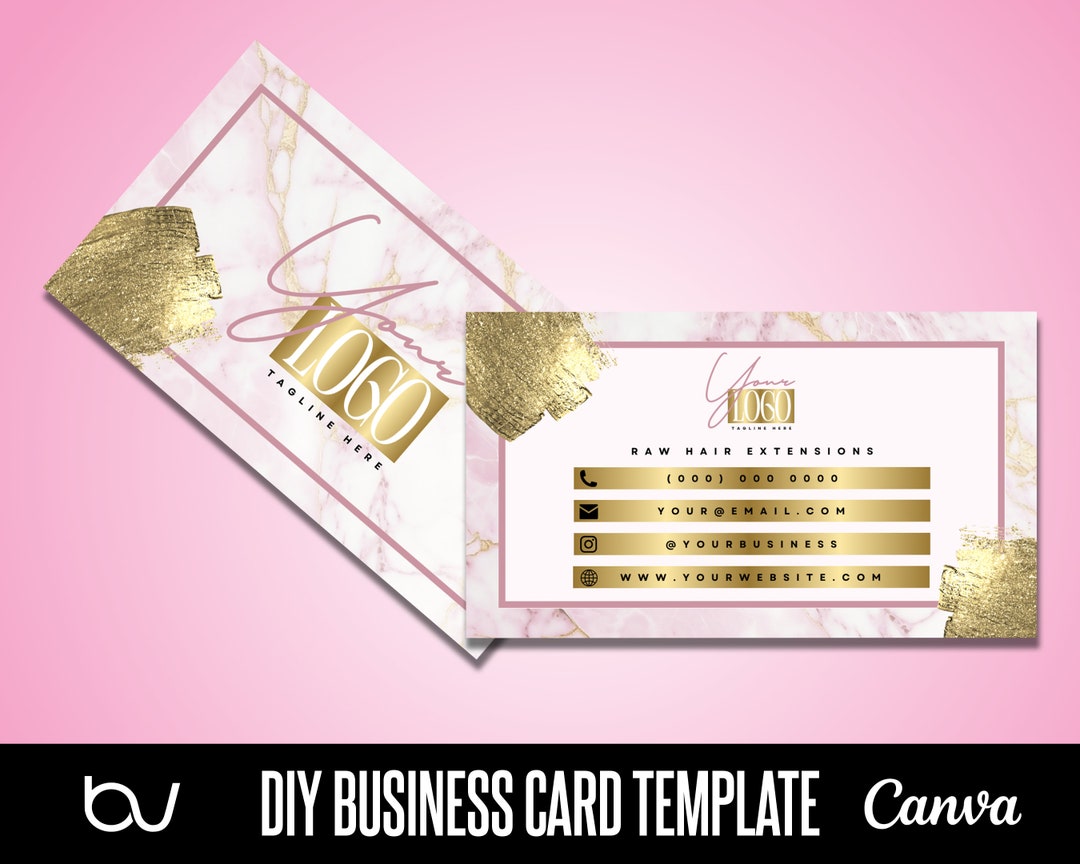DIY Business Card Design, Pink and Gold Business Card, Metallic