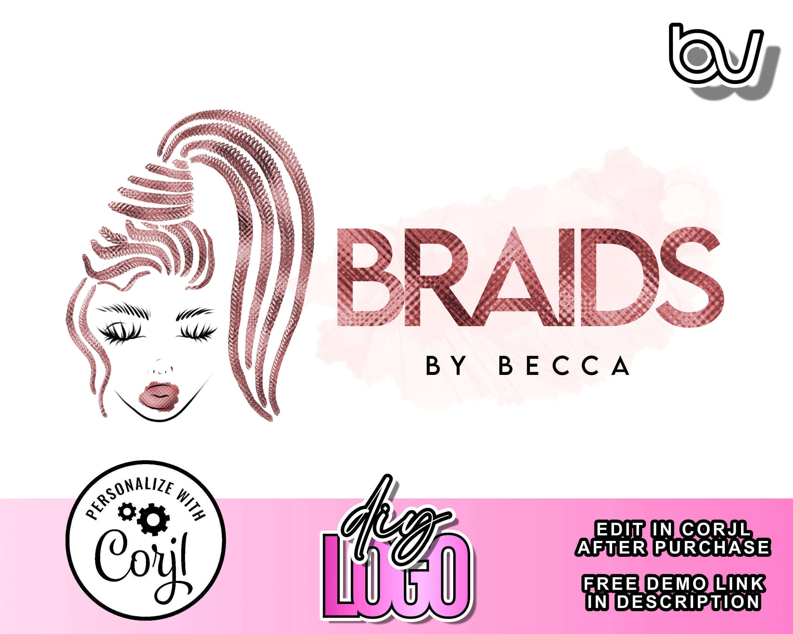 DIY Braider Logo Design, Hair Logo, Hair Braider Logo Template