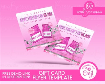 Pink Glitter Holiday Gift Card Flyer Template (Corjl)