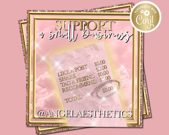 Pink Glitter Business Flyer Template, Editable Boutique Design (Digital Download)