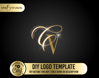 Logotipo de beleza DIY, modelo de logotipo de boutique dourada, logotipo de unhas, logotipo de cabelo, logotipo de script mínimo, design de logotipo de luxo, logotipo dourado, logotipo editável
