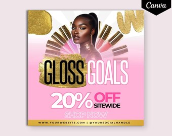 DIY Lip Gloss Sale Flyer, Editable Animated Canva Flyer Design, Lip Gloss Offer Flyer, Cosmetics Flyer Template, Social Media Design