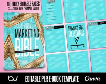 PLR Marketing eBook Template, The Marketing Bible, Editable eBook Template, Canva Template, PLR Content, Marketing Course, DIY Book Template