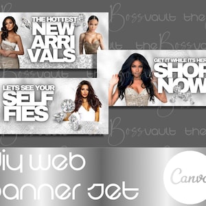 Web Banner, Beauty Hair Website Banner, Premade DIY Website Banner, Pink and Gold Cosmetics Makeup Fashion Boutique Website Banner Template