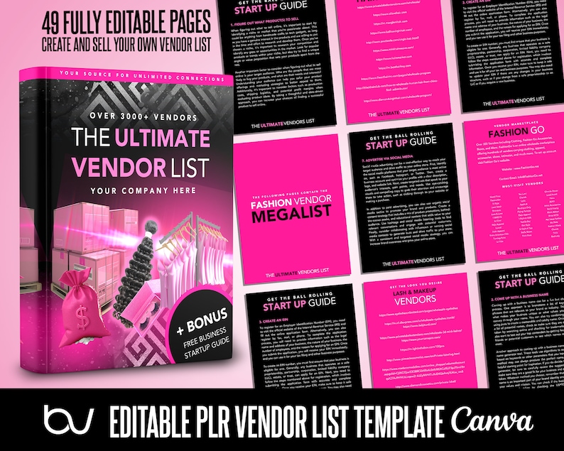 PLR Vendor List, Vendor List for Resale, Editable Vendor List Template ...