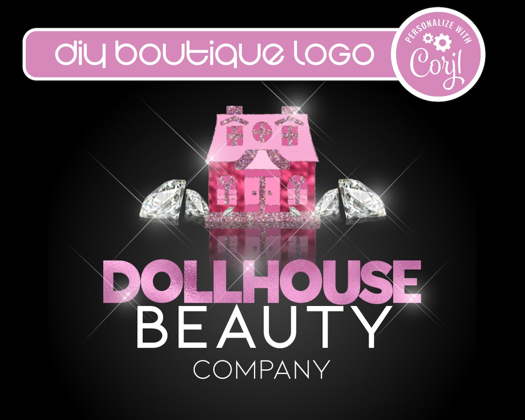 DIY Dollhouse Boutique Beauty Logo, Editable Logo Template for