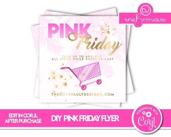 DIY Black Friday Flyer Template, Pink Friday Boutique Social Media Post Template, Custom Holiday Flyer Design, Holiday Hair Flyer, Pink