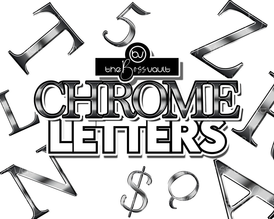 Metallic Silver Text, Chrome Alphabet, Metal Text Effect Clipart