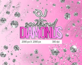 Imágenes prediseñadas de diamantes dispersos, superposiciones de diamantes, PNG transparente de diamantes, imágenes prediseñadas de brillo, imágenes prediseñadas de diamantes, imágenes prediseñadas de diamantes de descarga instantánea
