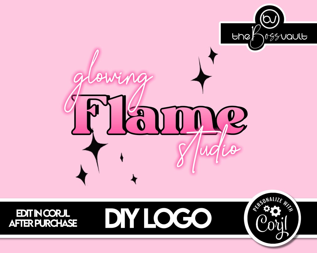 DIY Retro Hippie Pink Logo, Editable Modern Logo Design Template ...