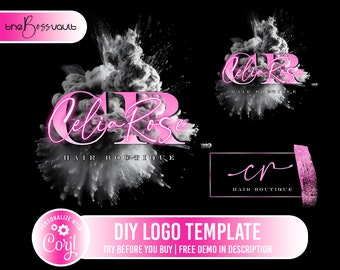 Boutique Logo, Beauty Logo, DIY Logo Template, Neon Logo, Hair Logo, Business Logo Design, Makeup Logo, Beauty Branding, Editable Logo