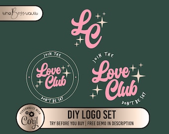 Ensemble de conception de logo rose bricolage, modèle de logo rétro, création de logo rose, logo rose et vert, logo boutique, logo cheveux, logo cils, logo beauté