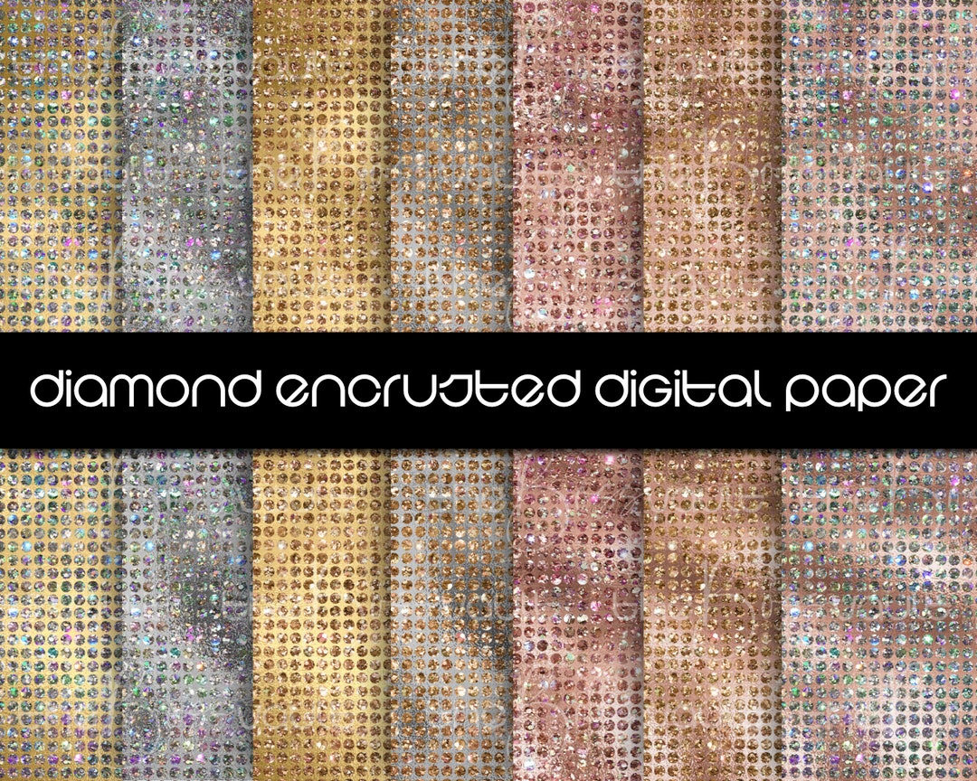 Diamond Digital Papers, Glitter Textures, Rose Gold Silver Diamond ...