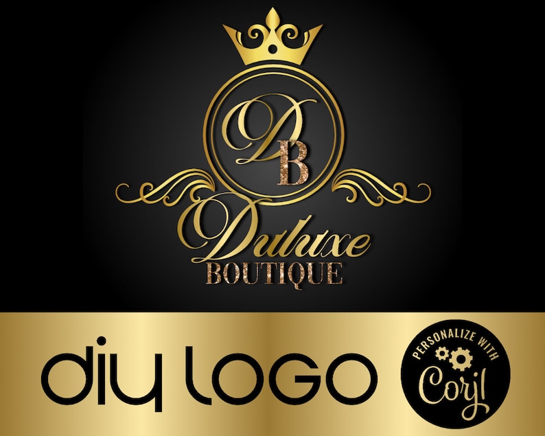 Boutique Logo DIY Crown Logo Gold Sparkle Glitter Beauty - Etsy