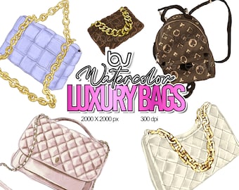 Clipart borsa di lusso dell'acquerello, Clipart borsa dell'acquerello, Clipart borsa di lusso dell'acquerello, Clipart borsa, Clipart di moda, acquerello