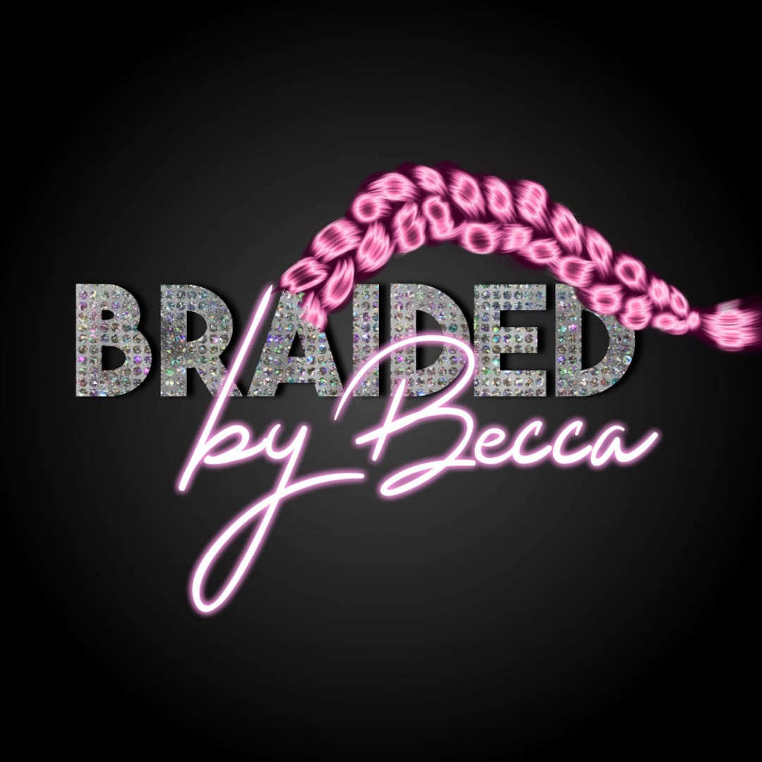 DIY Braid Glitter Logo, Hair Braider Logo, Customizable Pink Sparkle