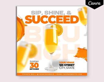 Mimosa Brunch Flyer Template: DIY Social Media Post (Canva)