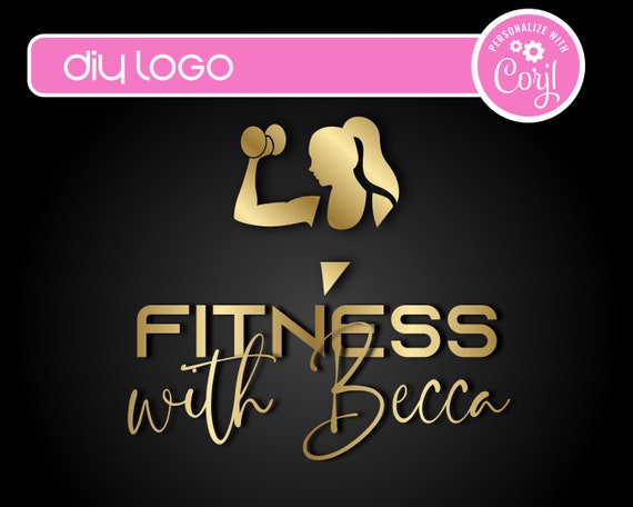DIY Gold Fitness Logo, Editable Customizable Logo Design for Gym