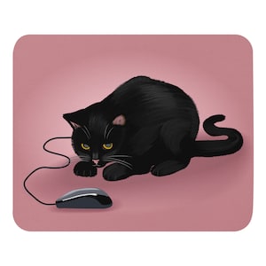 Cat and mouse pink mousemat / Pet lover dusty rose mousepad