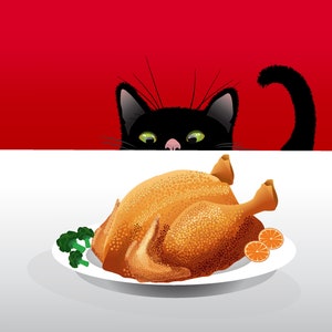 Funny Cat & Turkey Christmas Card: Festive Holiday Greeting