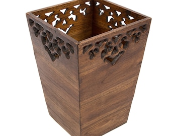 Rustic Wooden Waste Paper Bin - Large - HAG-007-L-DARK