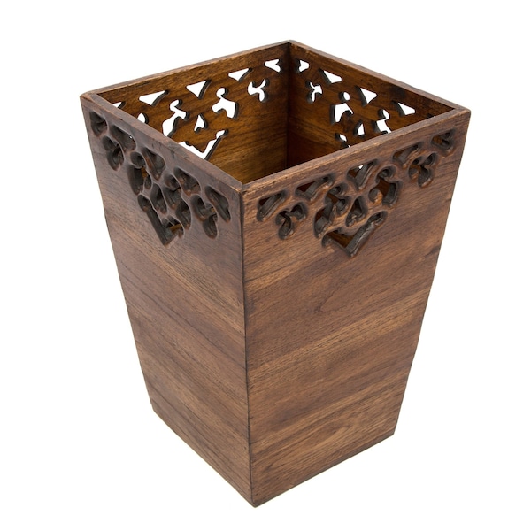 Rustic Wooden Waste Paper Bin - Large - HAG-007-L-DARK