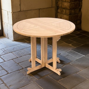 Dining Table Round Folding Drop Leaf Rubberwood Dining Table Light - FU-PL-011-HUV