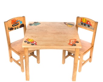 Fair Trade Construction Table and Chair Handmade Using Reclaimed Rubberwood