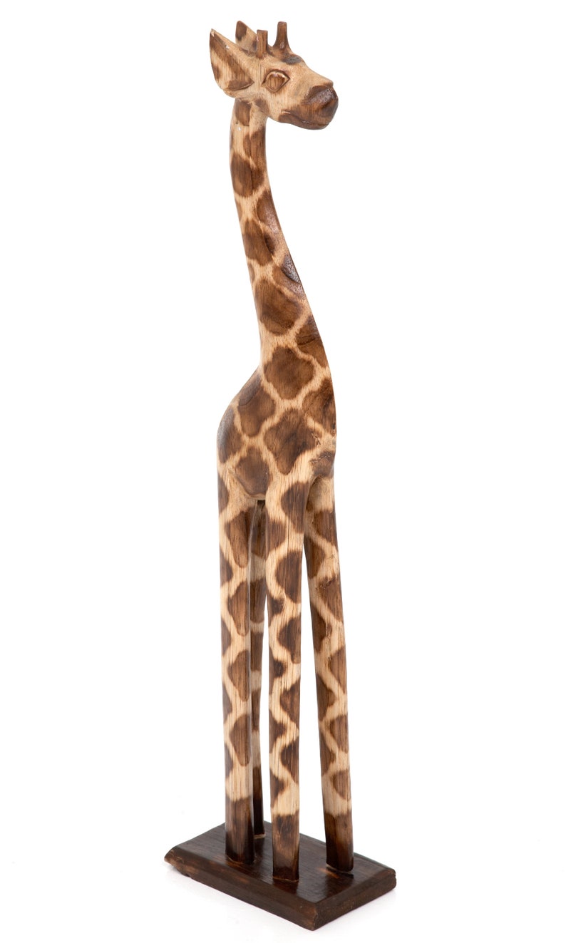 Single Standing Wooden Giraffe Hand Carved using Solid Albesia Wood Handmade in Bali GIR-01 image 4