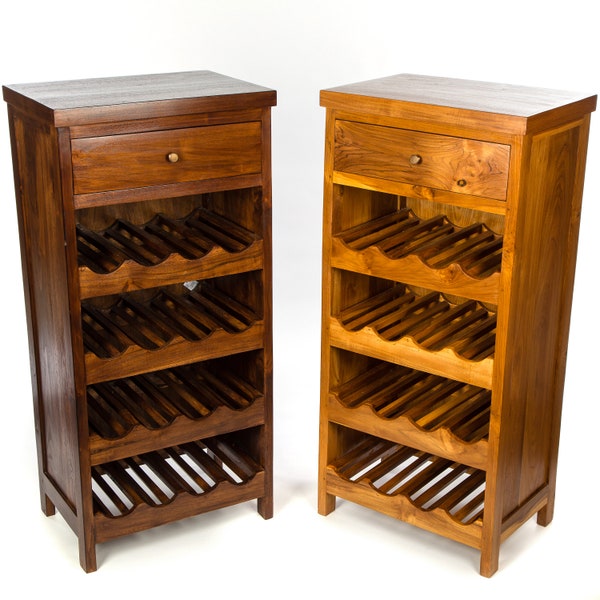 Fair Trade Java Teak Wine Rack Single Drawer - FU-667