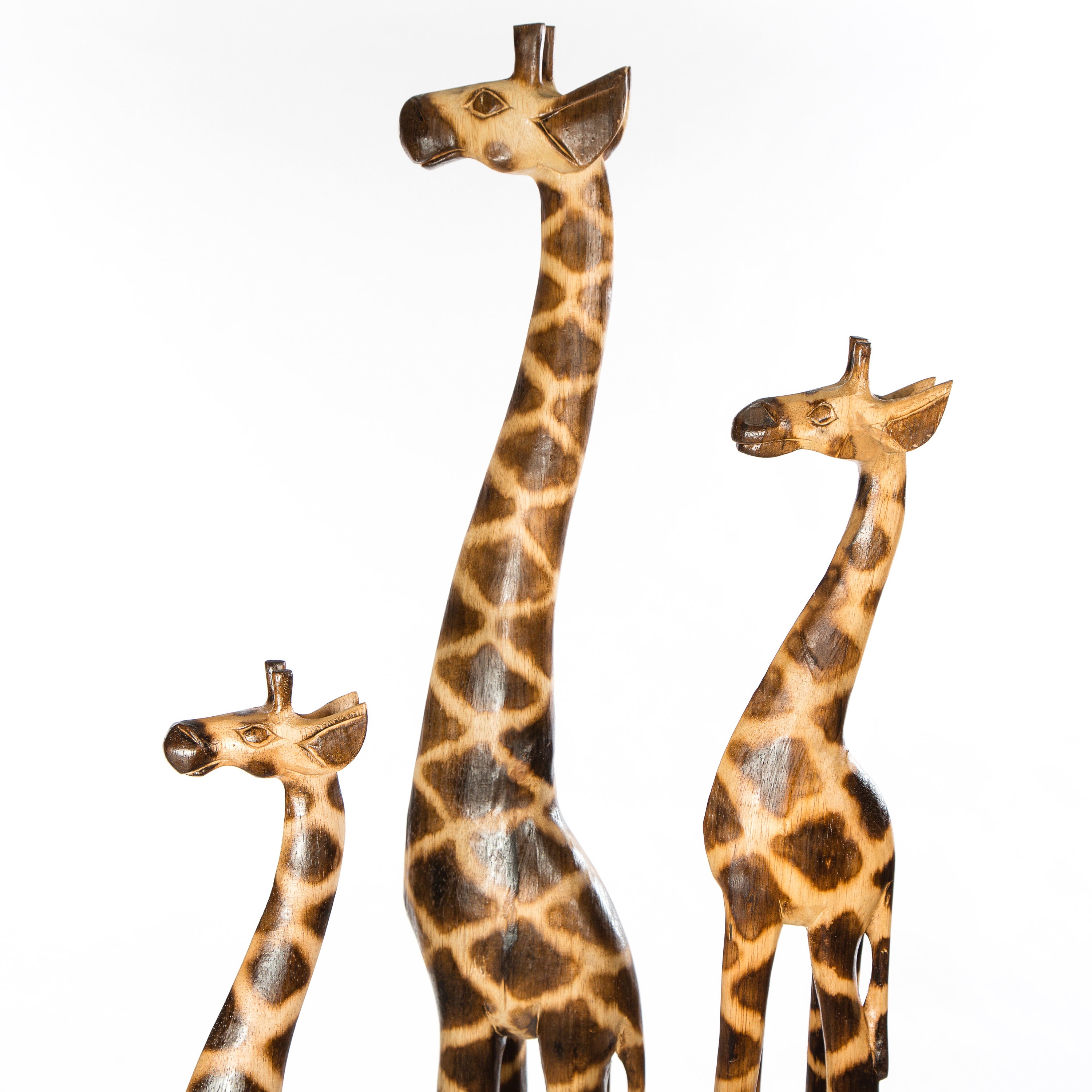 Wooden Giraffe Statue Set 100cm 80cm 60cm Giraffe Carving