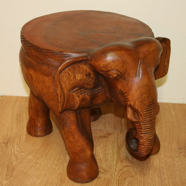 Flat Top Elephant Table Solid Rustic Wooden Table Seat Stool Plant Stand Side Table Waxed - EL-628-SS