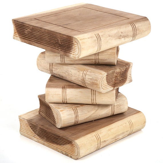 Book Stack Table Rustic Wooden Solid Book Stack Side Table Plant Stand 40cm 16 Inch FU 418 Etsy