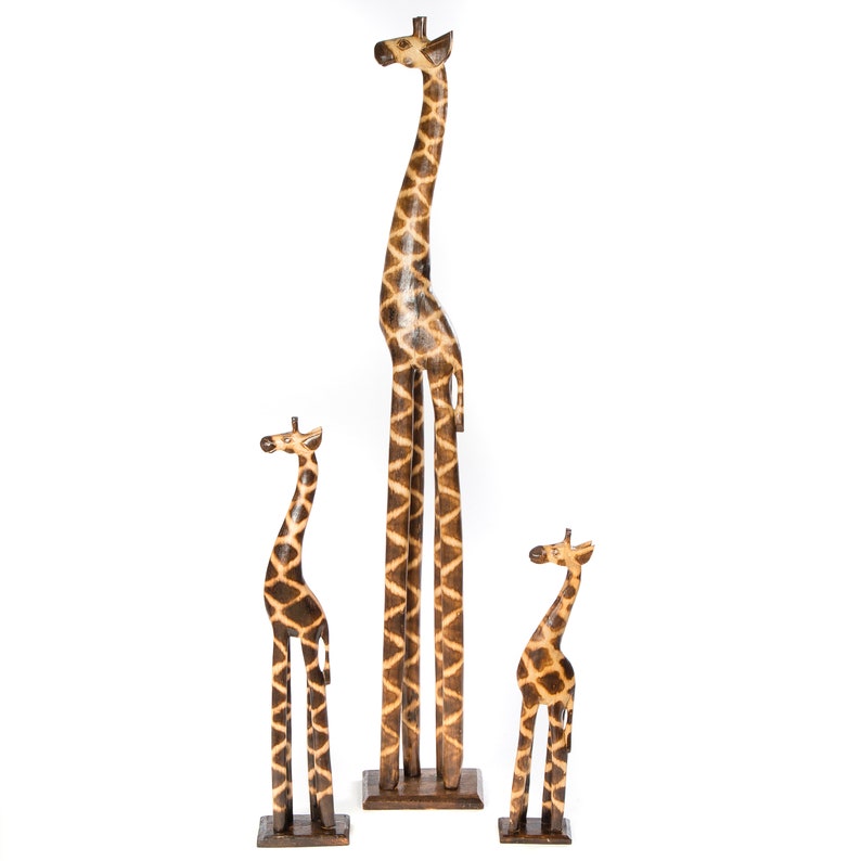 Single Standing Wooden Giraffe Hand Carved using Solid Albesia Wood Handmade in Bali GIR-01 image 3