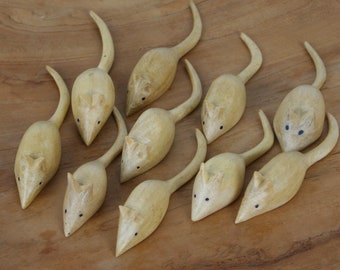 Pack of 10 Mice Mouse Fair Trade Carved Wooden Mice - 8cm - MO-462-10