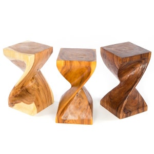 Fair Trade Solid Twist Wooden Infinity Stool Plant Stand Side Table Lamp Table FU-638
