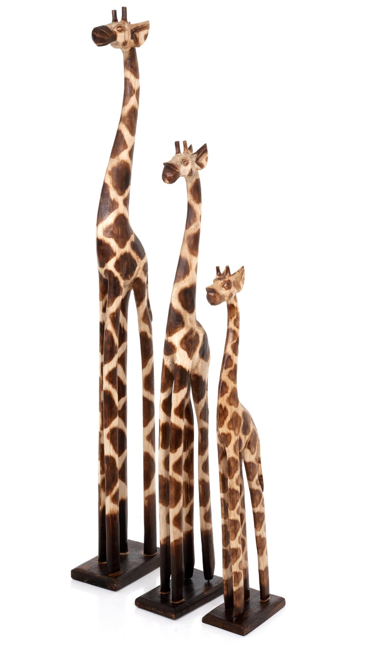 Single Standing Wooden Giraffe Hand Carved using Solid Albesia Wood Handmade in Bali GIR-01 image 2